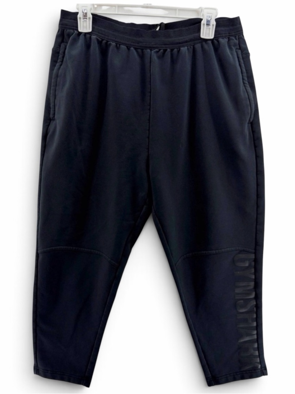 Gymshark Black High Waist Drawstring Capri Joggers with Logo Size Large